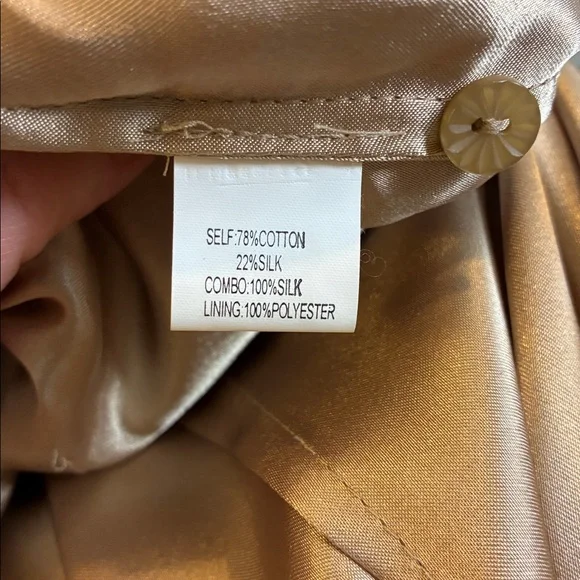 Kay Unger Gold Cap Sleeve Fit And Flare Silk Dress With Floral Hem Detail Size 8 - Picture 14 of 14